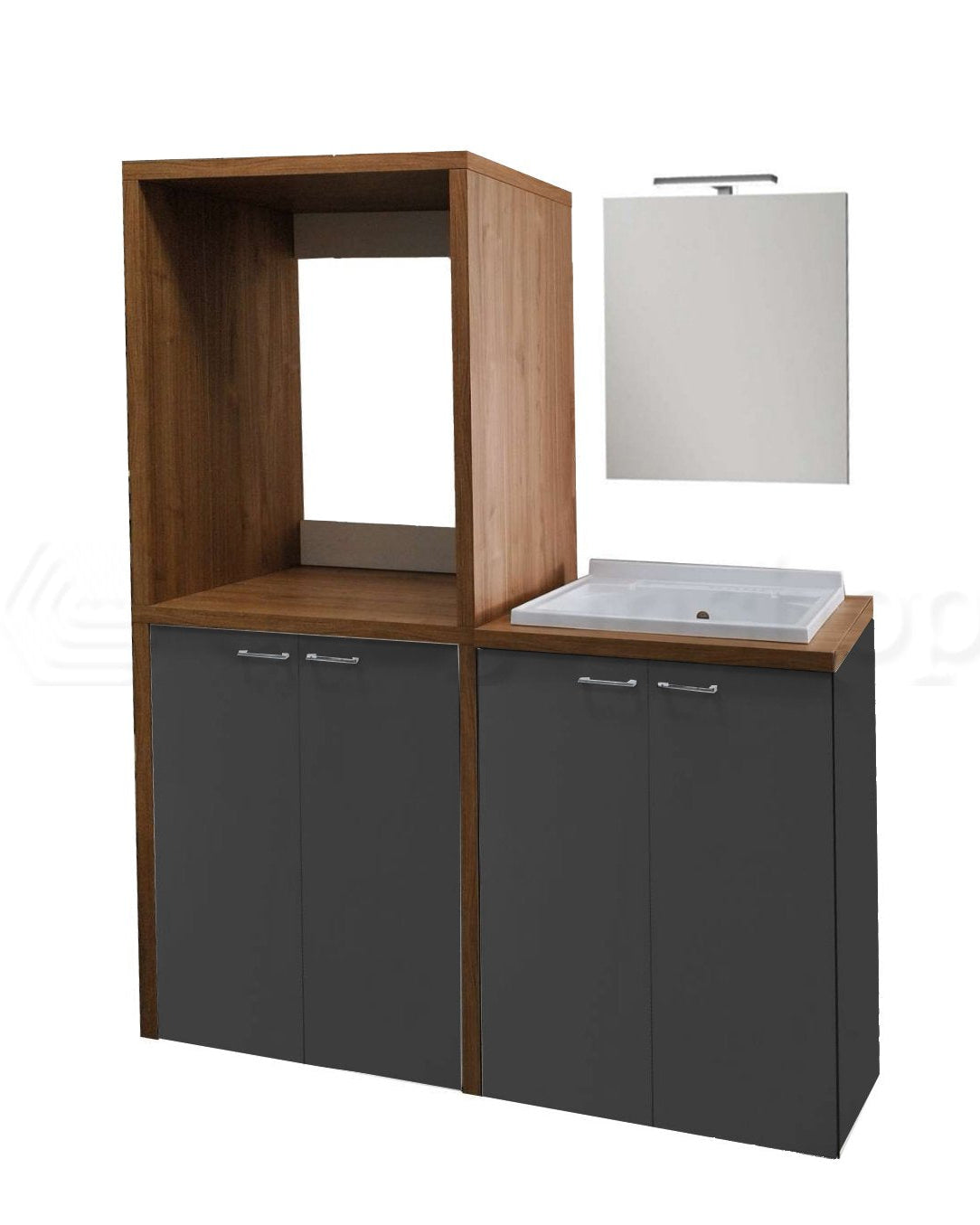 Disegno tecnico con quote di Mobile lavanderia porta lavatrice e asciugatrice con - Exagonshop