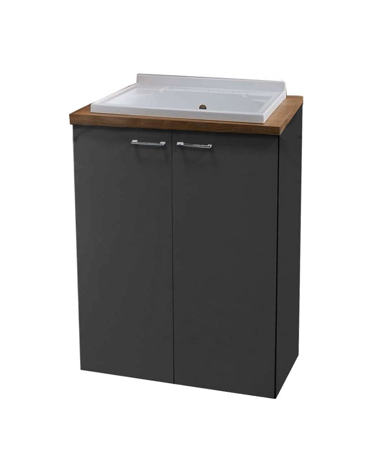 Mobile lavatoio 71x65 con vasca e due ante H 91 grigio, dettaglio della doccetta estraibile - Exagonshop