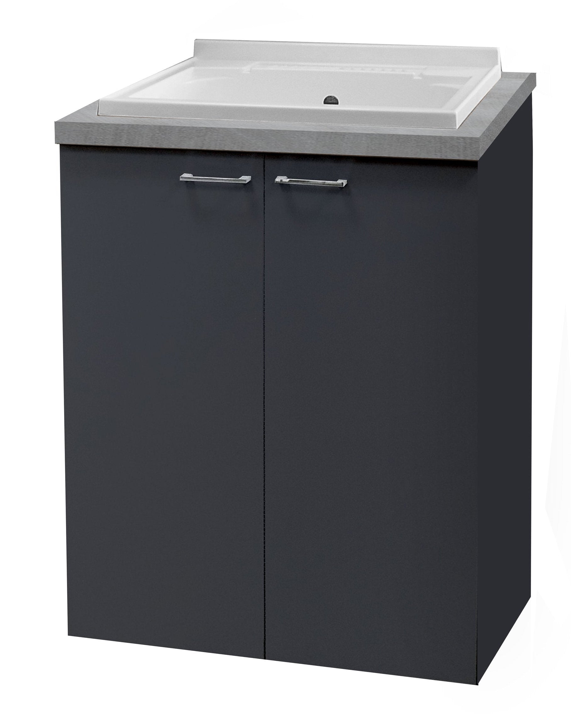 Mobile lavatoio 71x65 con vasca e due ante H 91 grigio opaco, dettaglio della doccetta estraibile - Exagonshop