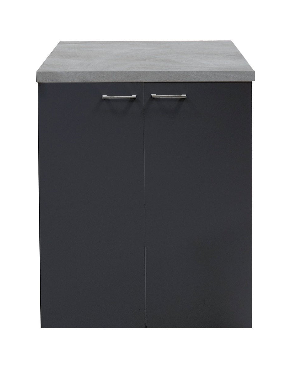 Mobile multiuso 71x65 lavanderia grigio opaco top grigio, vista laterale della struttura e del profilo - Exagonshop