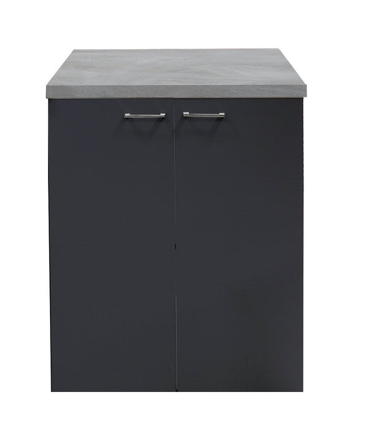 Mobile multiuso 71x65 due ante con mensola interna e maniglie cromo top grigio spatolato grigio opaco