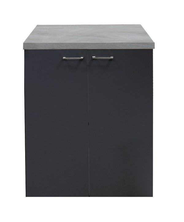 Mobile multiuso 71x65 due ante con mensola interna e maniglie cromo top grigio spatolato grigio opaco
