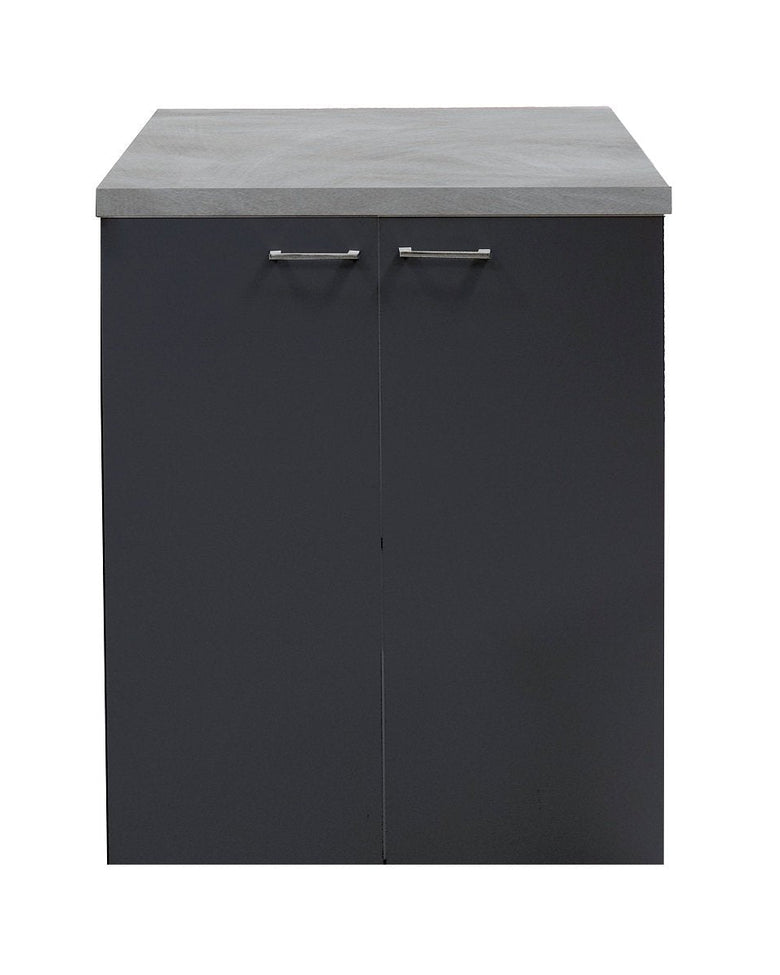 Mobile multiuso 71x65 lavanderia grigio opaco top grigio, vista laterale della struttura e del profilo - Exagonshop