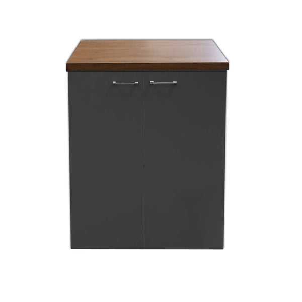 Mobile multiuso 71x65 due ante con mensola interna e maniglie cromo top noce grigio opaco