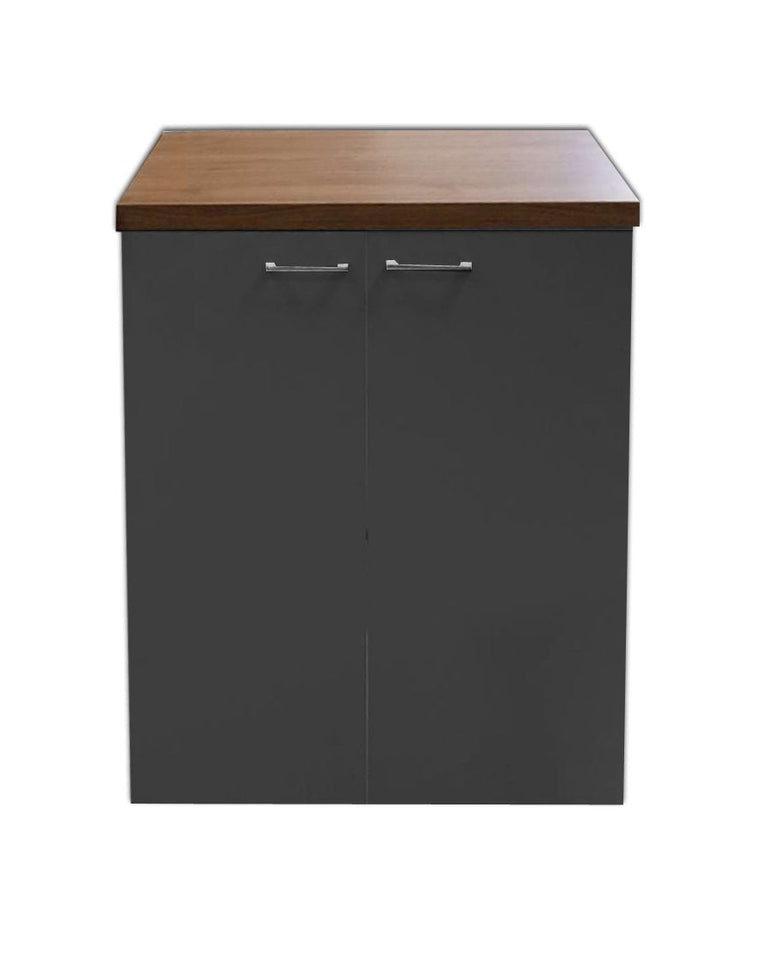 Mobile multiuso 71x65 lavanderia due ante grigio opaco top, vista laterale della struttura e del profilo - Exagonshop