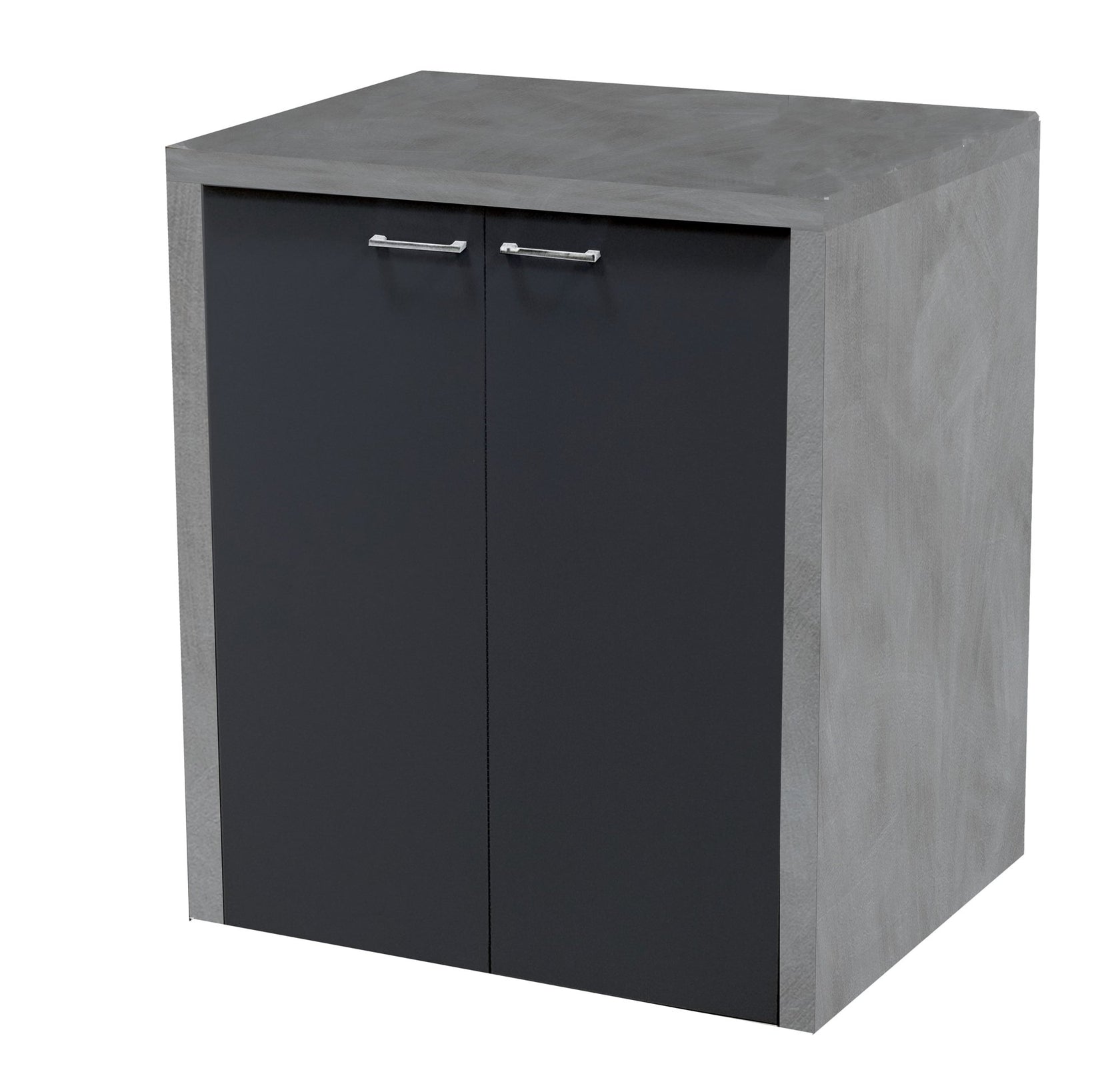 Porta lavatrice asciugatrice 78,5x65 con ante H 91 grigio in opaco installato su lavello, vista della bocca e della leva...