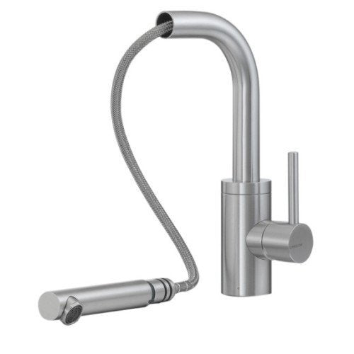 Treemme 40mm IT1343IS40ZZ miscelatore da cucina con bocca Acciaio in acciaio inox e satinato installato su lavello, vista...