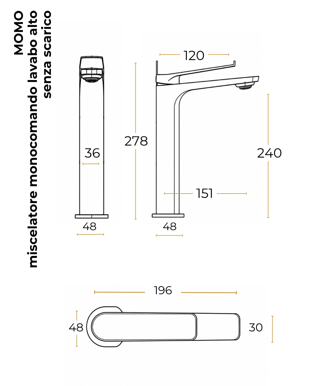 Coppia rubinetti miscelatore lavabo alto e bidet senza scarico cromo Momo