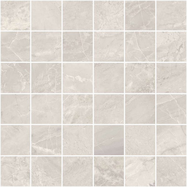 Mosaico 30x30 Effetto Marmo In Gres Porcellanato Silver in ceramica, superficie e texture ravvicinata del gres
