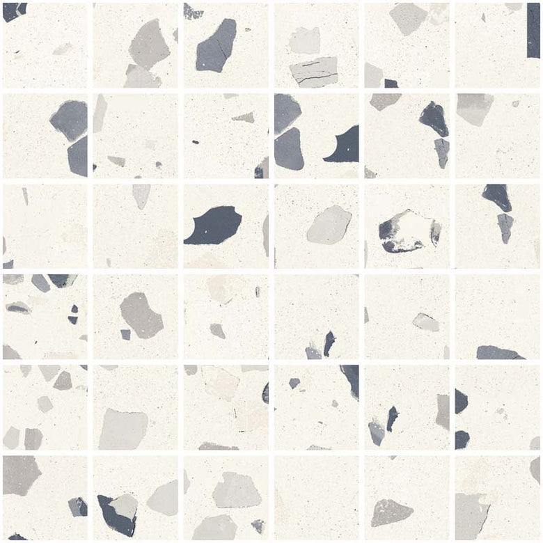 Mosaico 30x30 in gres White Ceramica Sant Agostino in gres porcellanato, superficie e texture ravvicinata del gres