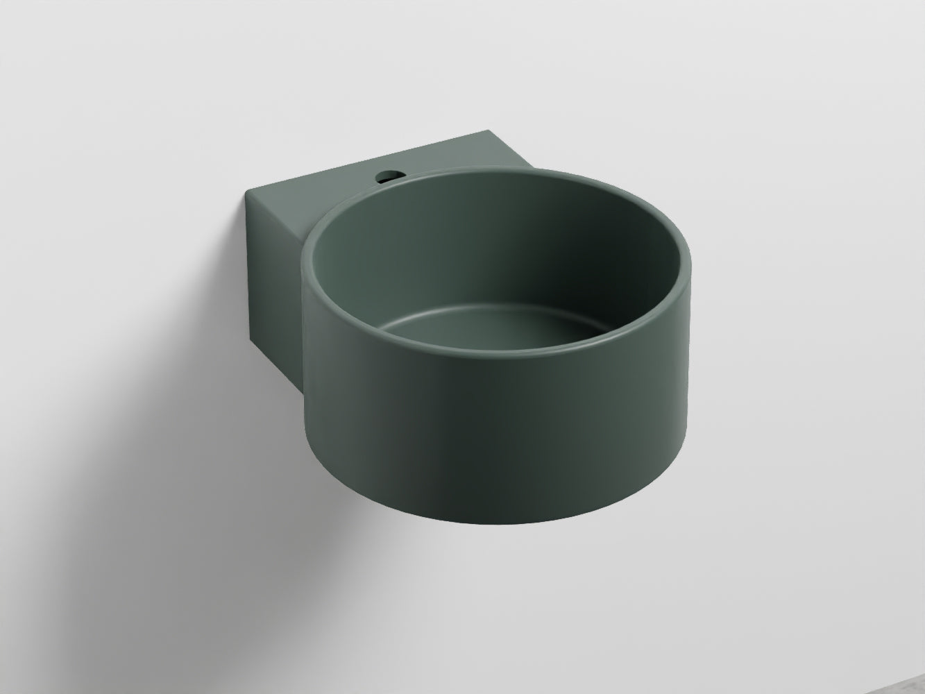 Cielo Sella Lavabo 40x48 Monoforo sospeso Senza Troppopieno in ceramica ambientato su piano bagno con accessori