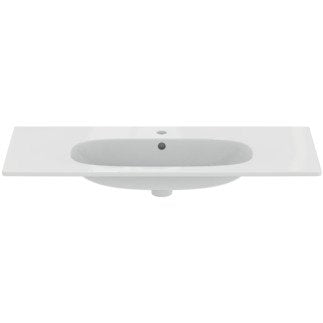Ideal Standard Tesi Lavabo Top 100x45 con Foro centrale, vista laterale del profilo e della forma