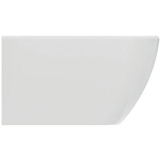 Ideal Standard Coppia sanitari sospesi vaso rimless e bidet ambientato su piano bagno con accessori