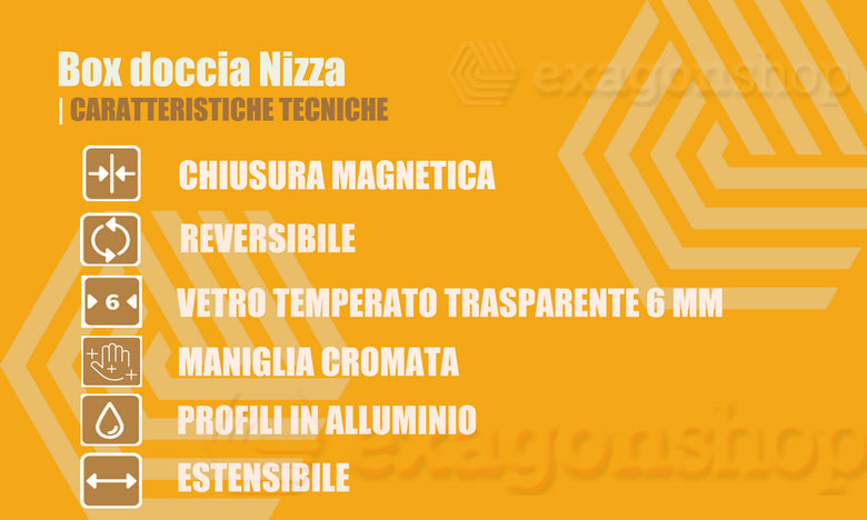 Box doccia 70x90 Nizza un battente reversibile 6 mm H 190 Cromato installato in bagno moderno con ante in vetro temperato...