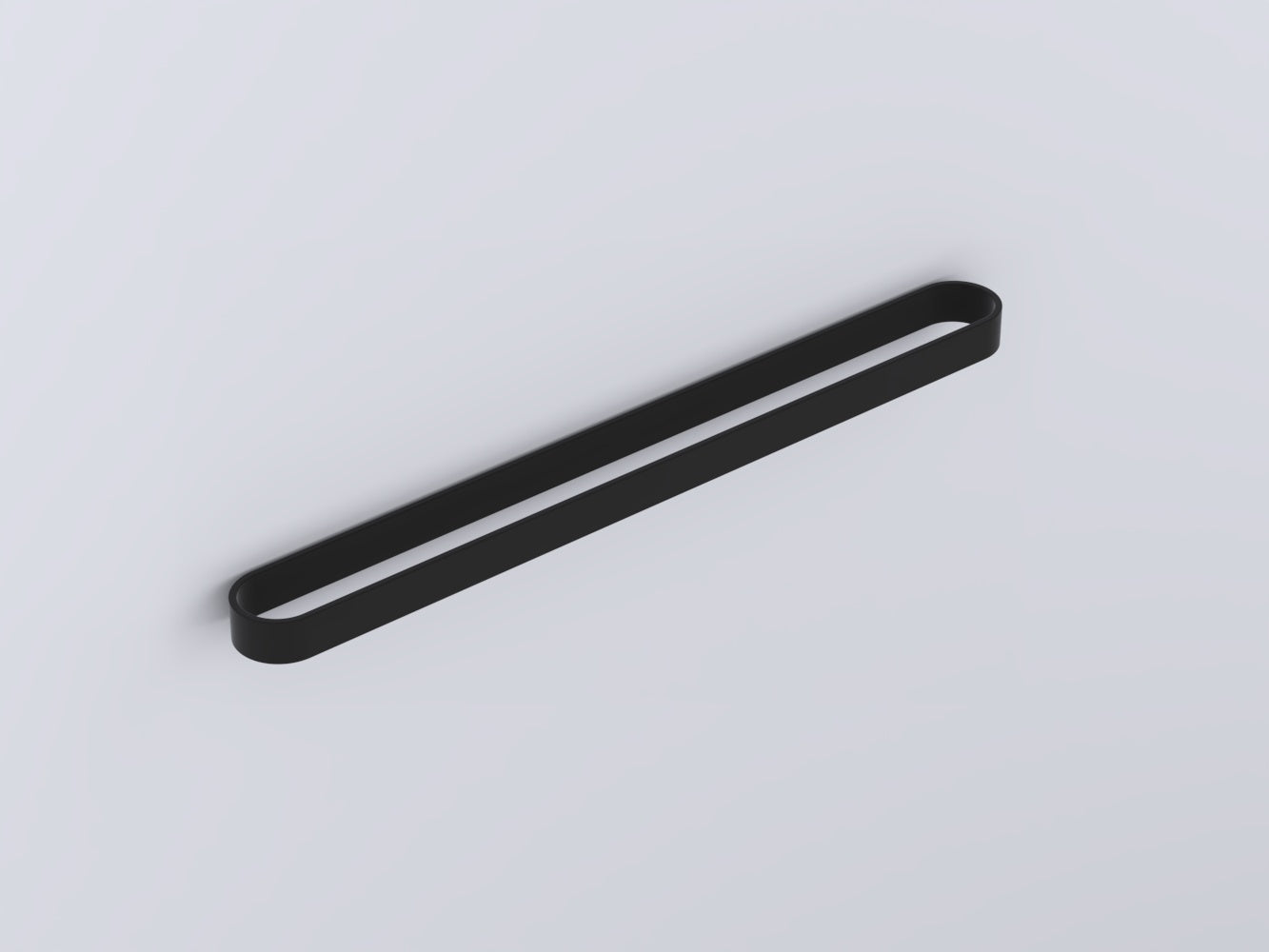 Cielo portasciugamani 60 cm ovale in acciaio nero matt in opaco montato a parete, vista del design e della finitura