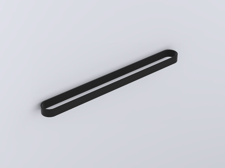 Cielo portasciugamani 60 cm ovale in acciaio nero matt in opaco montato a parete, vista del design e della finitura