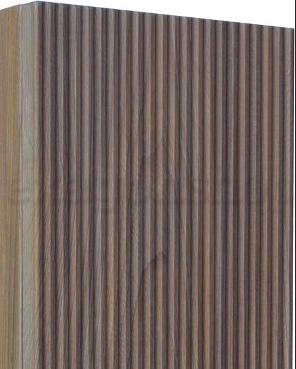 Colonna sospesa noce chiaro 26x150 Urbino Cannettato anta, vista dall'alto del piano con lavabo - Exagonshop