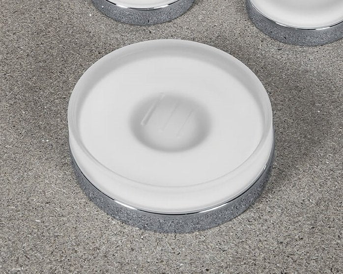 Colombo Nordic Porta Sapone da Appoggio in Vetro Acidato in naturale montato a parete, vista del design e della finitura...