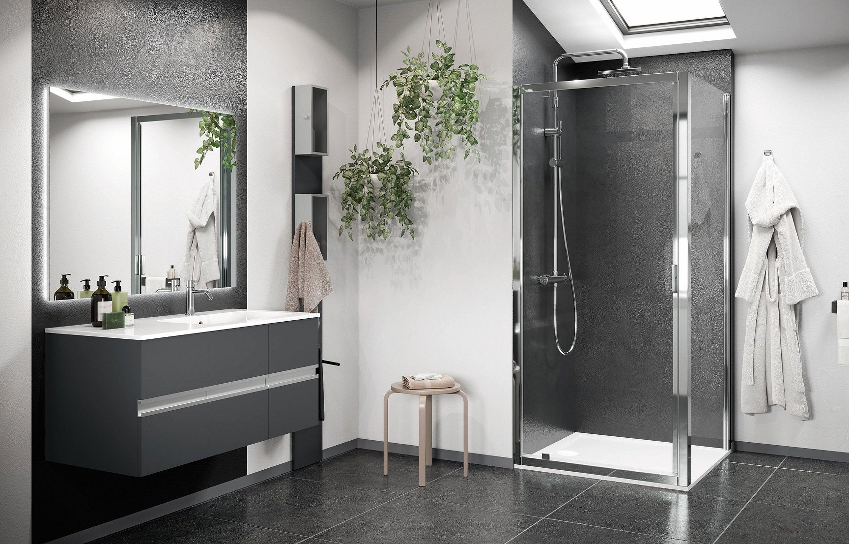 Asta Doccia Angolo MSV - Acciaio Inossidabile Argento, 80x2.5x2.5 Cm, Facile Installazione - Foto 2