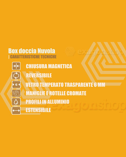 Box doccia 70x160 Nuvola un anta scorrevole reversibile trasparente 6 mm H 190 cromo