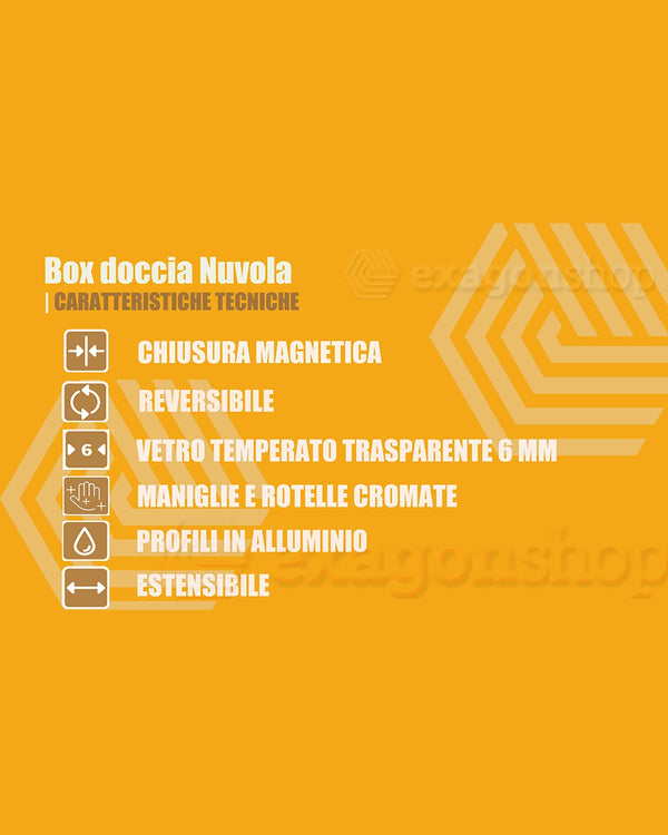 Box doccia 70x160 Nuvola un anta scorrevole reversibile trasparente 6 mm H 190 cromo