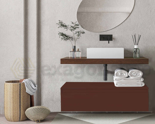 Mobile bagno tabacco ruggine opaco 80x50 Oasy con top porta lavabo