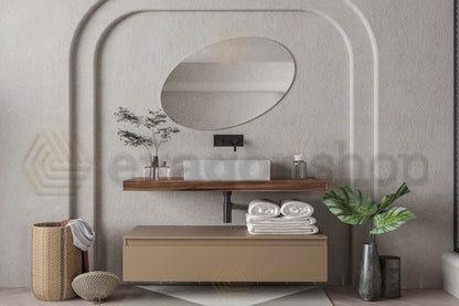 Mobile bagno tabacco tortora opaco 120x50 Oasy un cassetto con top e lavabo rettangolare da appoggio