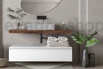 Mobile bagno tabacco bianco opaco 120x50 Oasy un cassetto con top e lavabo rettangolare da appoggio