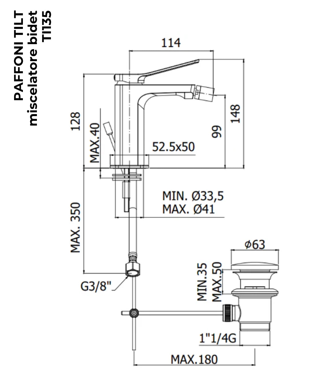 Paffoni Tilt Ti131cr Miscelatore Bidet Senza Scarico Cromo