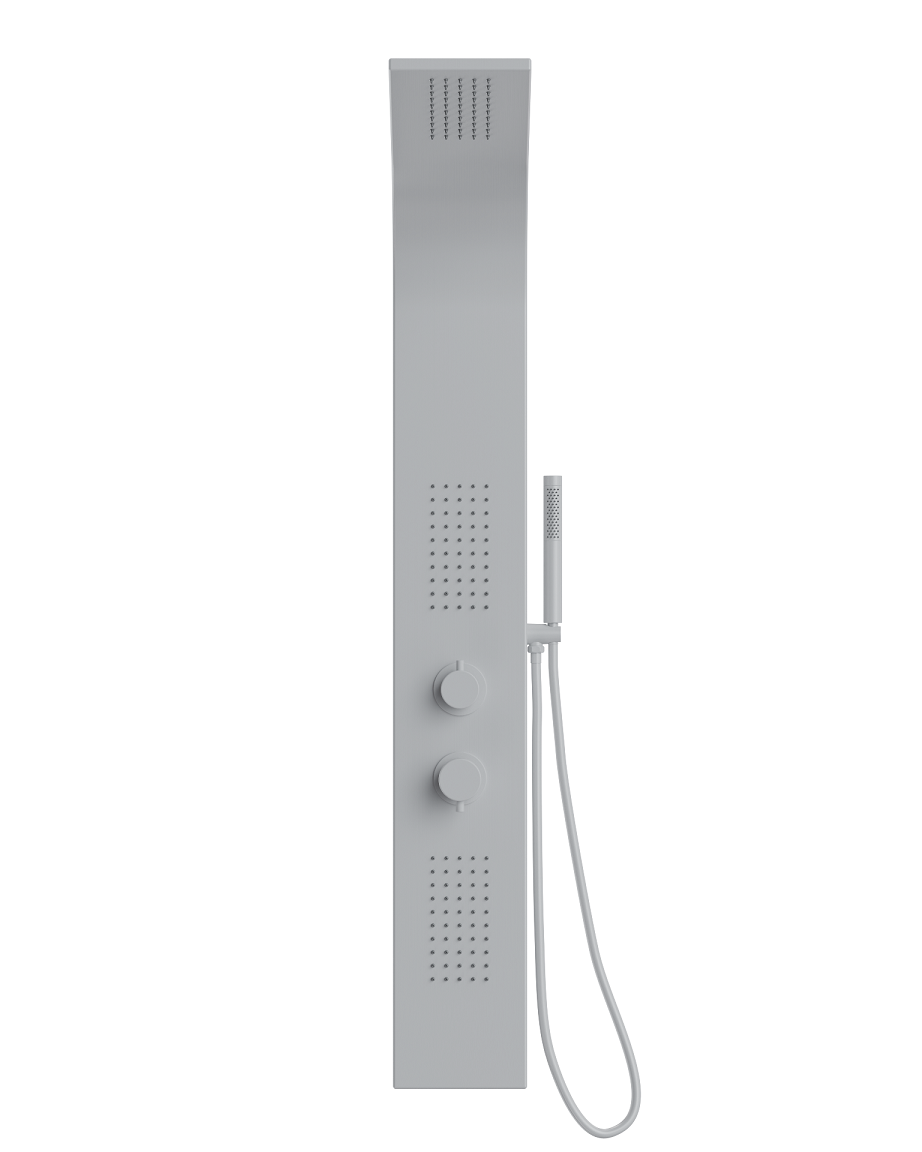Disegno tecnico con quote di Pannello doccia idromassaggio Ibiza in alluminio bianco - Exagonshop