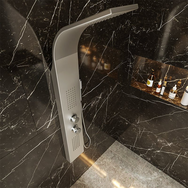 Pannello doccia idromassaggio Ibiza in alluminio silver tondo