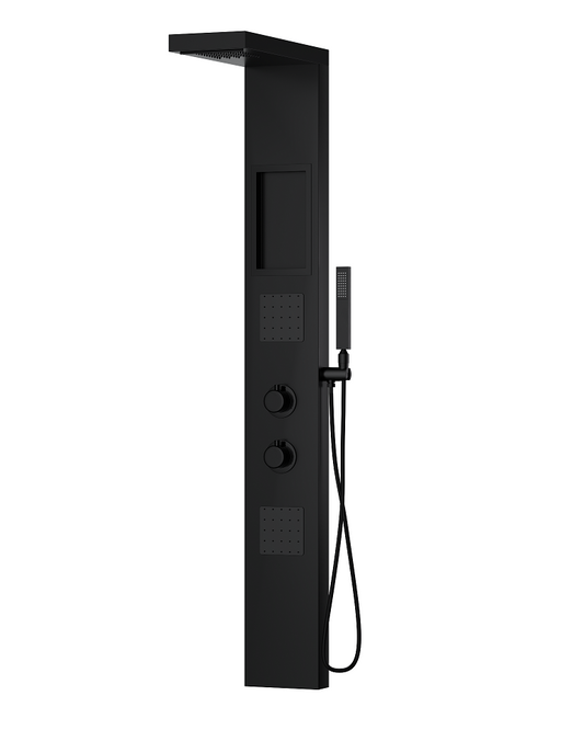 Pannello doccia idromassaggio Ibiza quadro termostatico, vista laterale del profilo - Exagonshop
