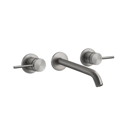 Gessi Parte esterna gruppo lavabo a parete 3 fori bocca lunga senza scarico parte incasso non inclusa steel brushed