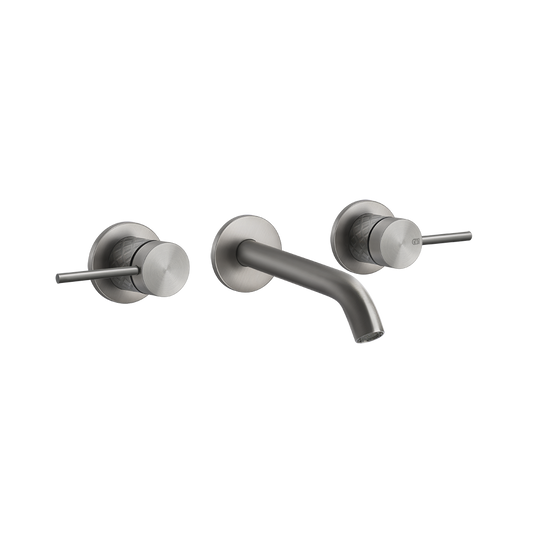 Gessi Intreccio Parte esterna gruppo lavabo a parete 3 fori senza scarico parte incasso non inclusa steel brushed 54192