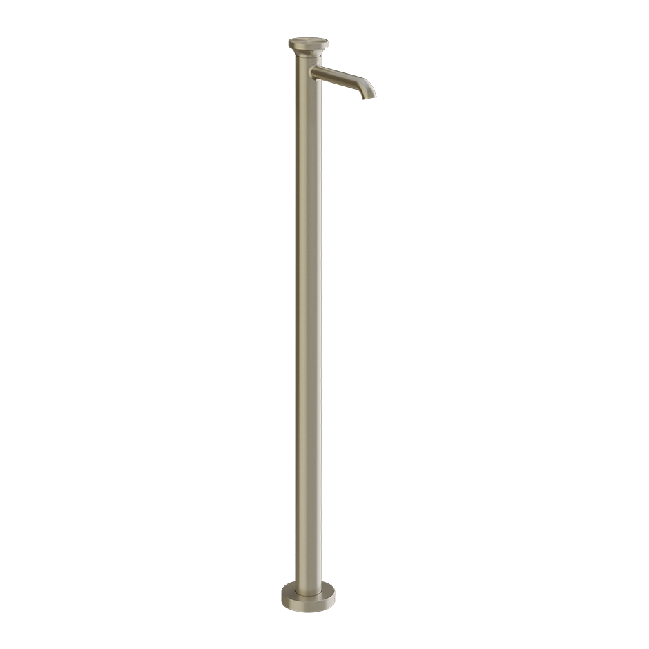 Gessi Parte esterna miscelatore lavabo da terra senza ambientato su piano bagno con accessori