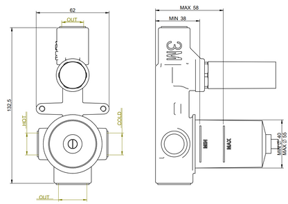 Treemme Parti incasso miscelatore lavabo doccia a muro con deviatore RWIT6B49CC70