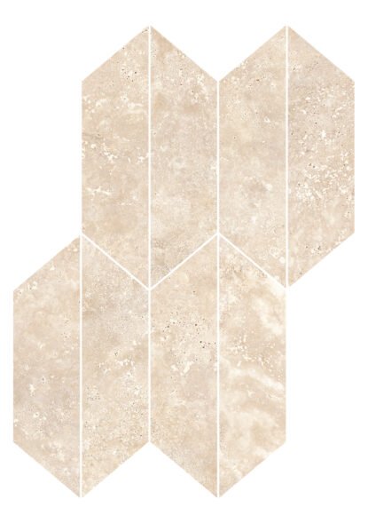 Pavimento rivestimento 29.4x40.7 mosaico losanga in gres porcellanato 9mm rettificato cross noce Ragno Realstone Travertino
