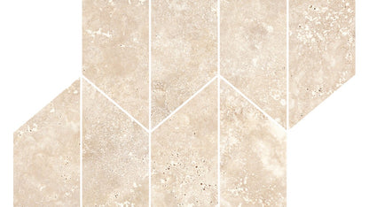 Pavimento rivestimento 29.4x40.7 mosaico losanga in gres porcellanato 9mm rettificato cross noce Ragno Realstone Travertino
