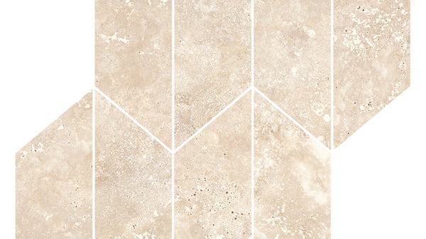 Pavimento rivestimento 29.4x40.7 mosaico losanga in gres porcellanato 9mm rettificato cross noce Ragno Realstone Travertino