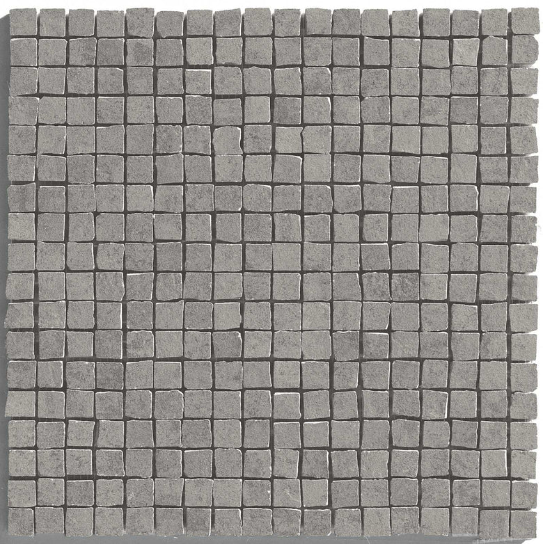 Pavimento Rivestimento 30x30 grigio mosaico effetto cemento in porcellana, superficie e texture ravvicinata del gres