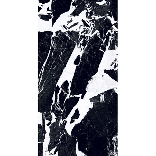 Pavimento rivestimento 30x60 effetto marmo 9 mm in gres porcellanato rettificato fragment high glossy B&W 766592 Florim
