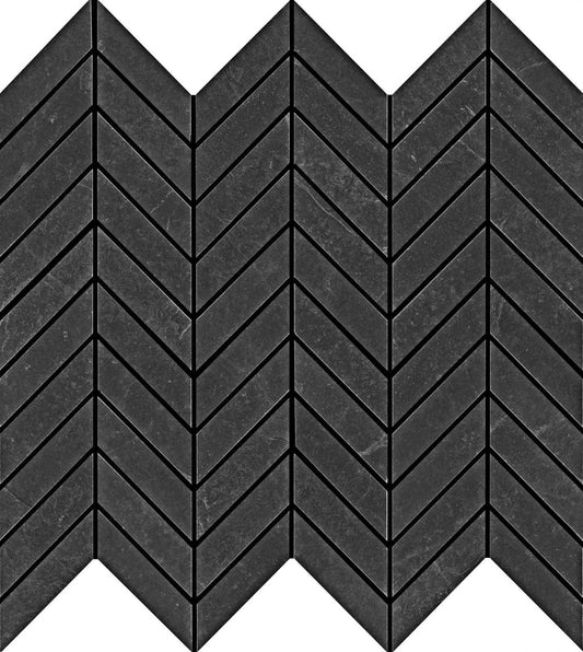 Pavimento rivestimento 37x41 Mosaico in gres porcellanato 10 mm freccia black Ragno Realstone slate 00R6GM04