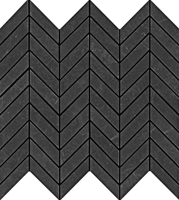 Pavimento rivestimento 37x41 Mosaico in gres porcellanato 10 mm freccia black Ragno Realstone slate 00R6GM04