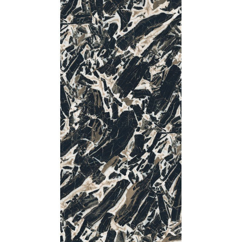 Pavimento rivestimento 60x120 effetto marmo rettificato 6 Nero in gres porcellanato, superficie e texture ravvicinata del...