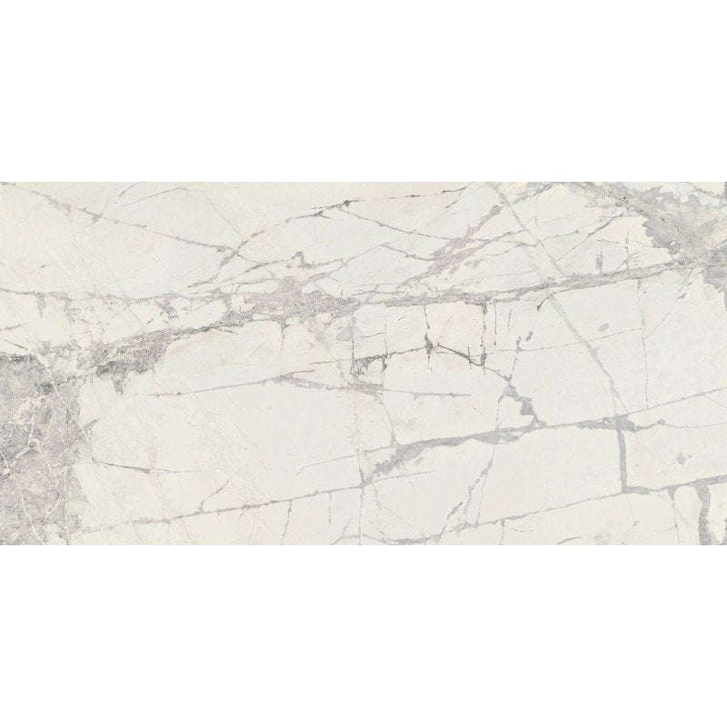 Pavimento rivestimento 60x120 effetto marmo rettificato 6 Bianco in gres porcellanato, superficie e texture ravvicinata...
