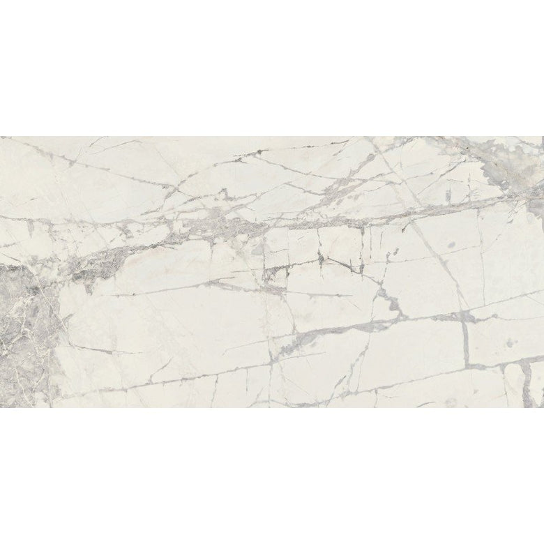 Pavimento rivestimento 60x120 effetto marmo rettificato 6 Bianco in gres porcellanato, superficie e texture ravvicinata...