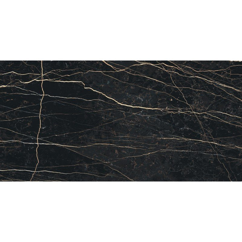 Pavimento rivestimento 60x120 effetto marmo rettificato 6 Nero in gres porcellanato, superficie e texture ravvicinata del...