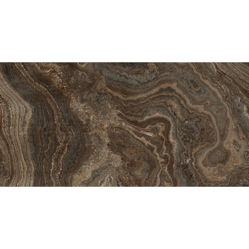 Pavimento rivestimento 60x120 effetto marmo rettificato 7 mm in gres fine porcellanato brown wave levigato Rhapsody 0117425 Naxos