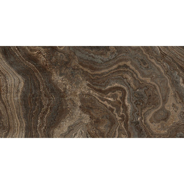 Pavimento rivestimento 60x120 effetto marmo rettificato 7 mm in gres fine porcellanato brown wave levigato Rhapsody 0117425 Naxos