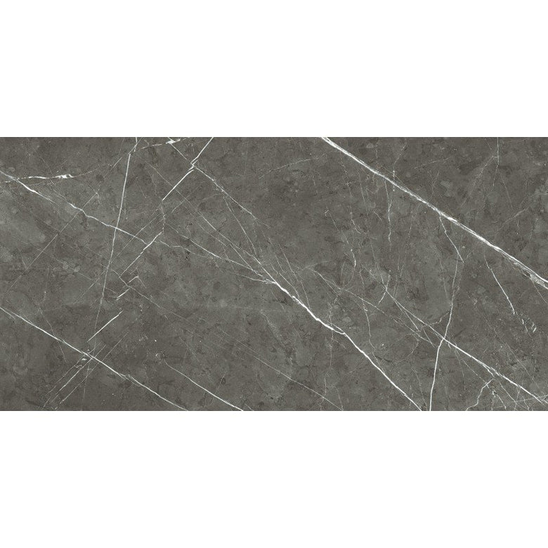Pavimento rivestimento 60x120 effetto marmo rettificato 9 Grigio in gres porcellanato, superficie e texture ravvicinata...